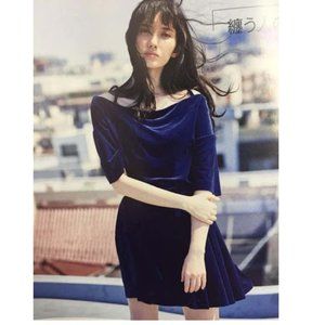 a-line navy velvet mini skirt